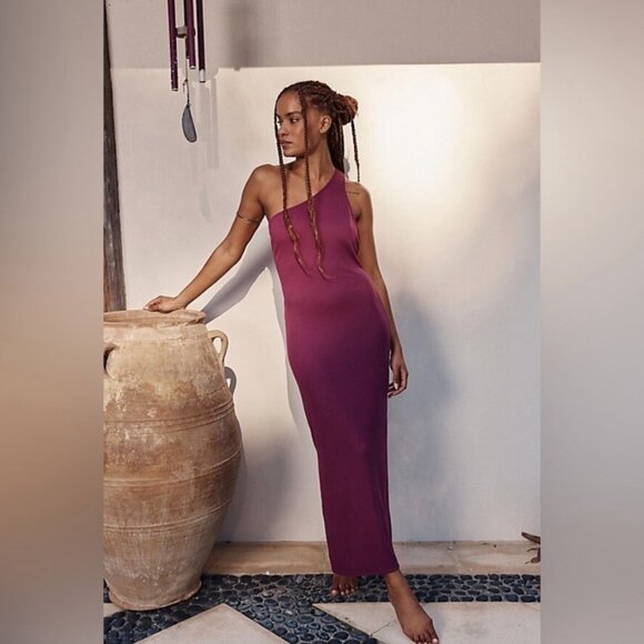 Free People Beach Saturday Night Out One Shoulder Ribbed Tank Dress - Picture 1 of 6